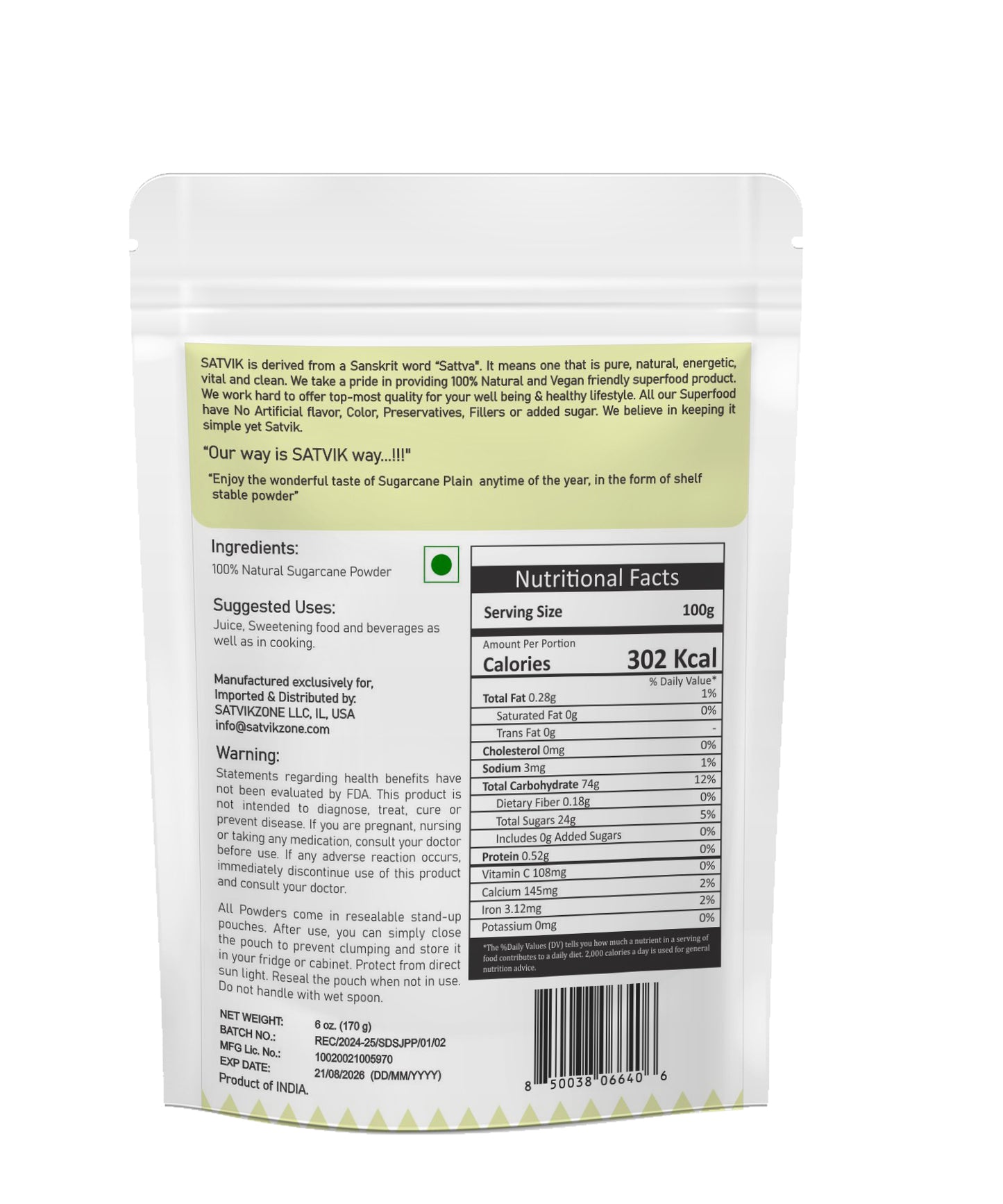 Sugarcane Fruit Powder 100% Natural