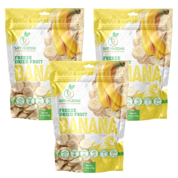 Freeze Dried Banana, 100% Natural, Ready-to-Eat Fruit Snack, Vegan, Non GMO, No added Sugars