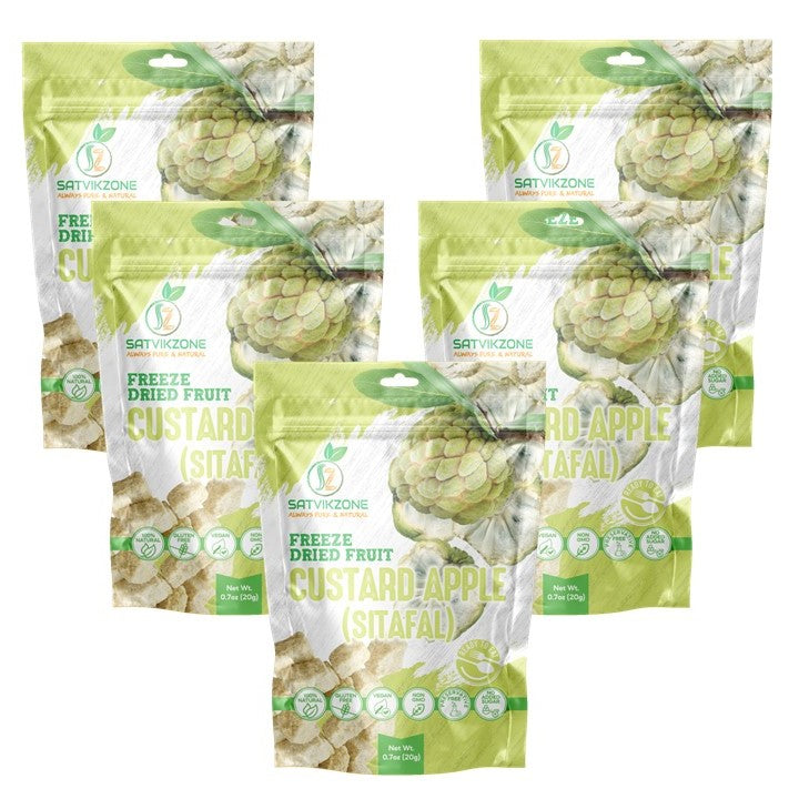 Freeze Dried Custard Apple (Sitafal), 100% Natural, Ready-to-Eat Fruit Snack, Vegan, Non GMO, No added Sugars