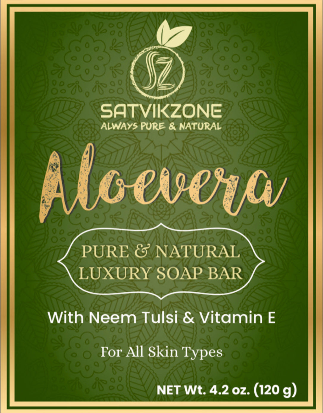 ALOEVERA WITH NEEM TULSI & VITAMIN E HANDMADE NATURAL SOAP - Satvikzone