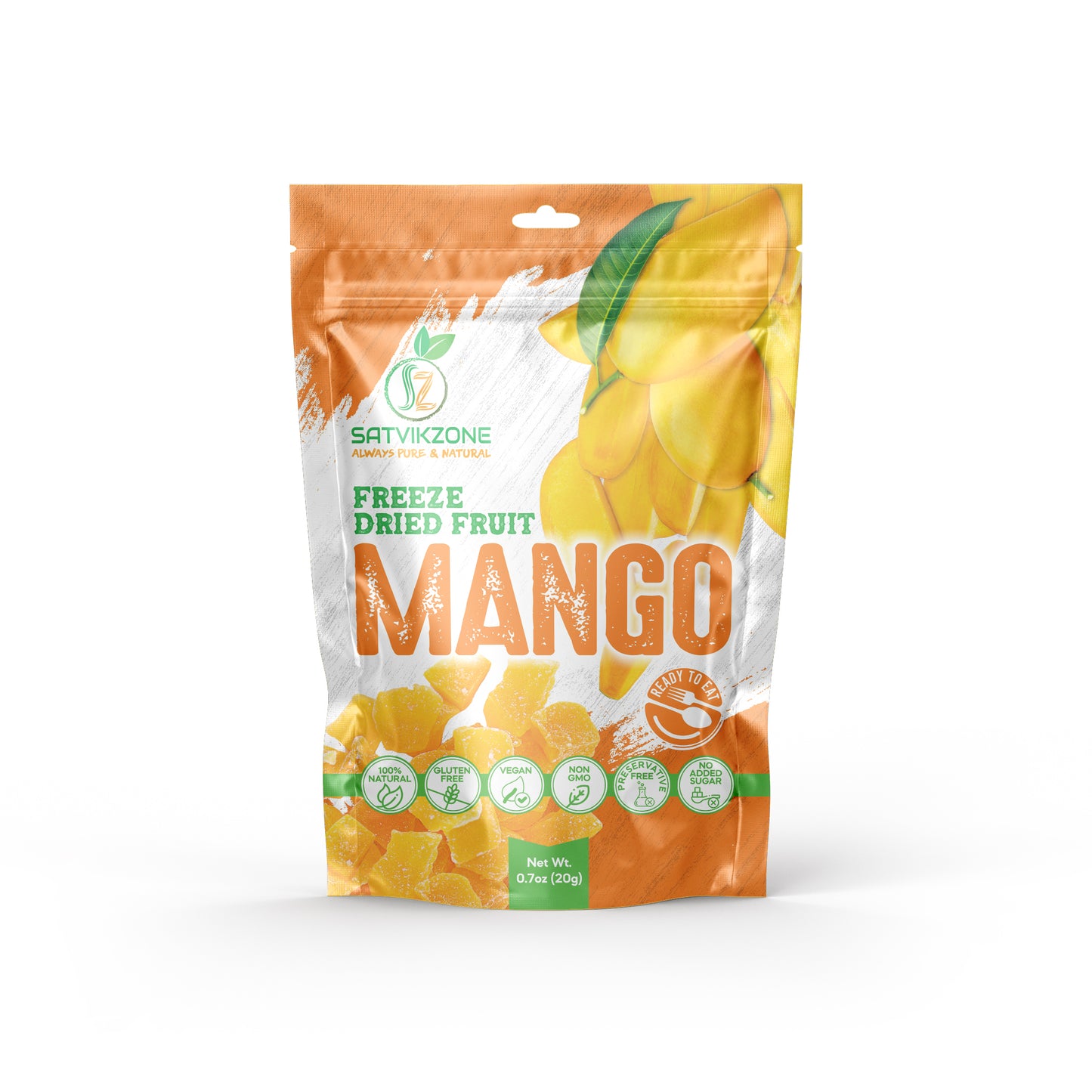 Freeze Dried Mango, 100% Natural, Ready-to-Eat Fruit Snack, Vegan, Non GMO, No added Sugars