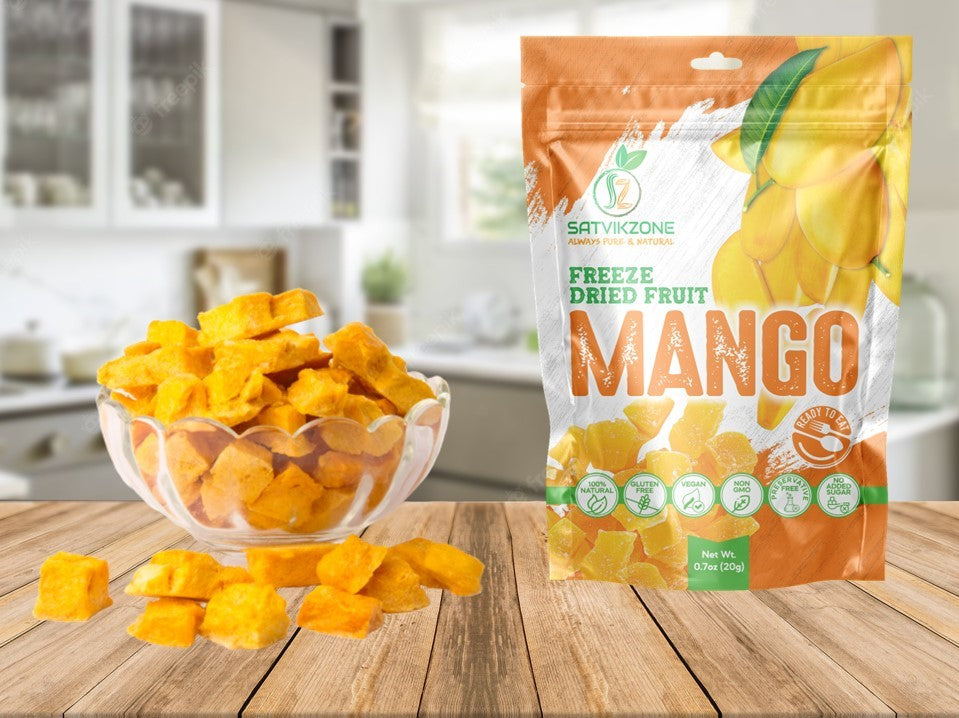 Freeze Dried Mango, 100% Natural, Ready-to-Eat Fruit Snack, Vegan, Non GMO, No added Sugars