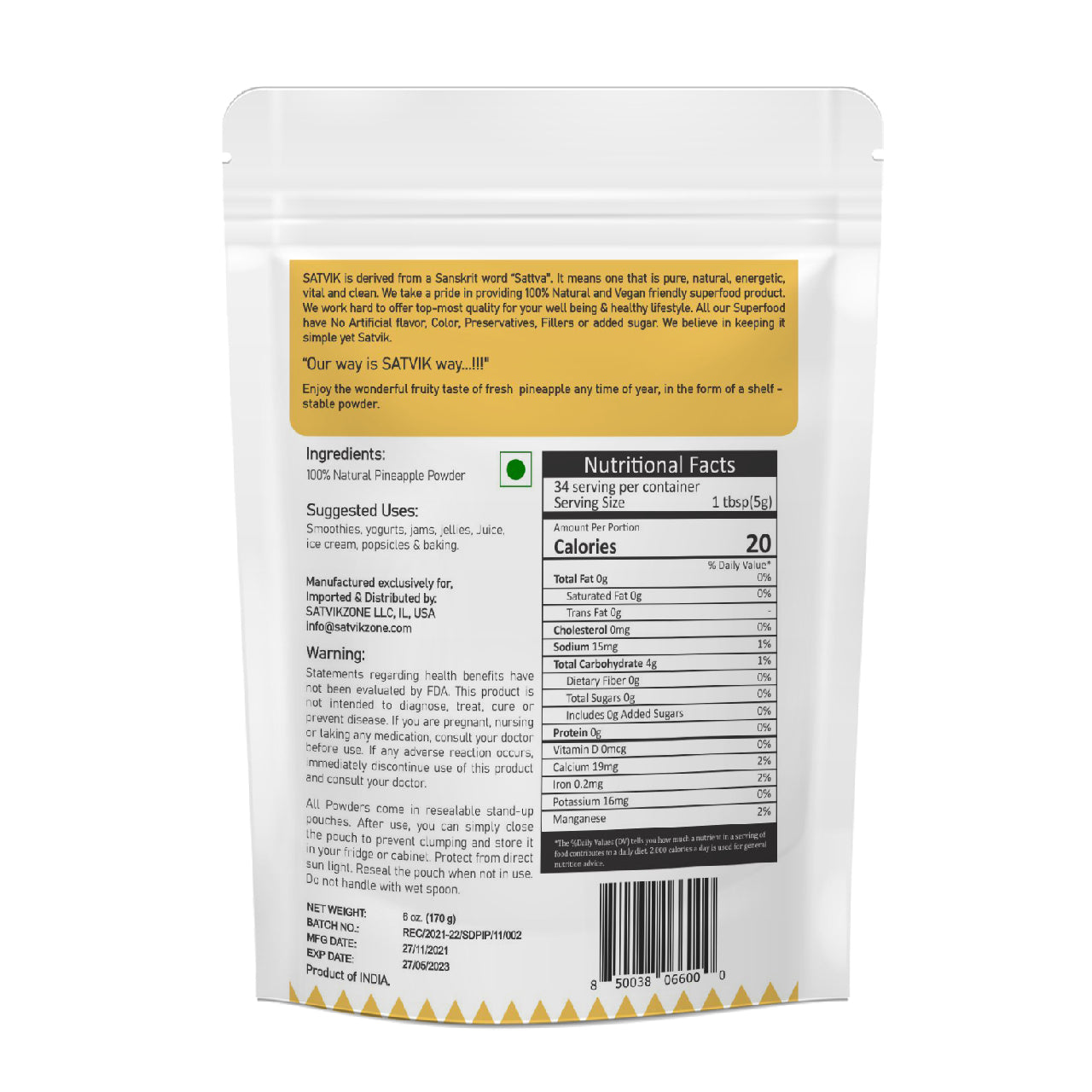 Pineapple Fruit Powder 100% Natural