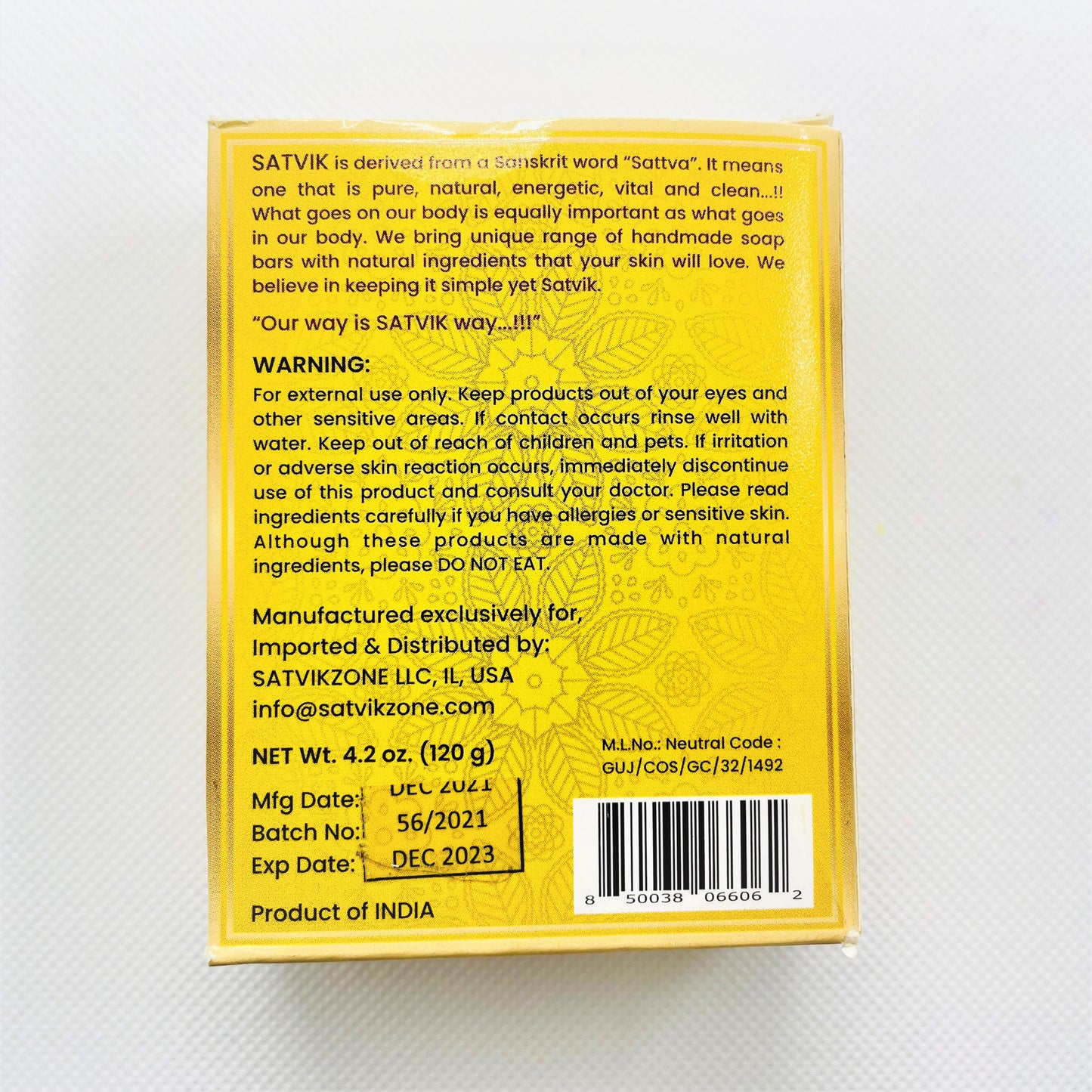 Sandalwood with Saffron & Turmeric Handmade Natural Soap Bar