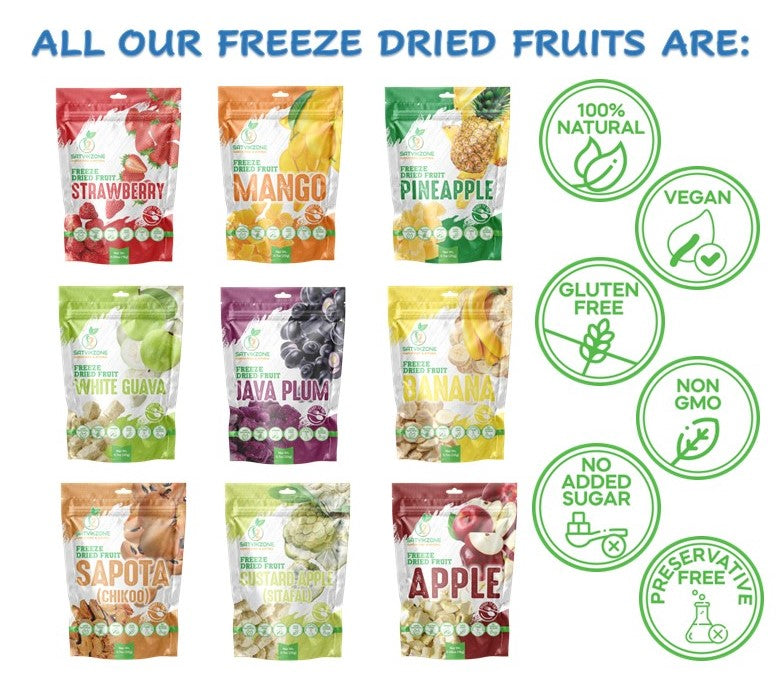 Freeze Dried Custard Apple (Sitafal), 100% Natural, Ready-to-Eat Fruit Snack, Vegan, Non GMO, No added Sugars