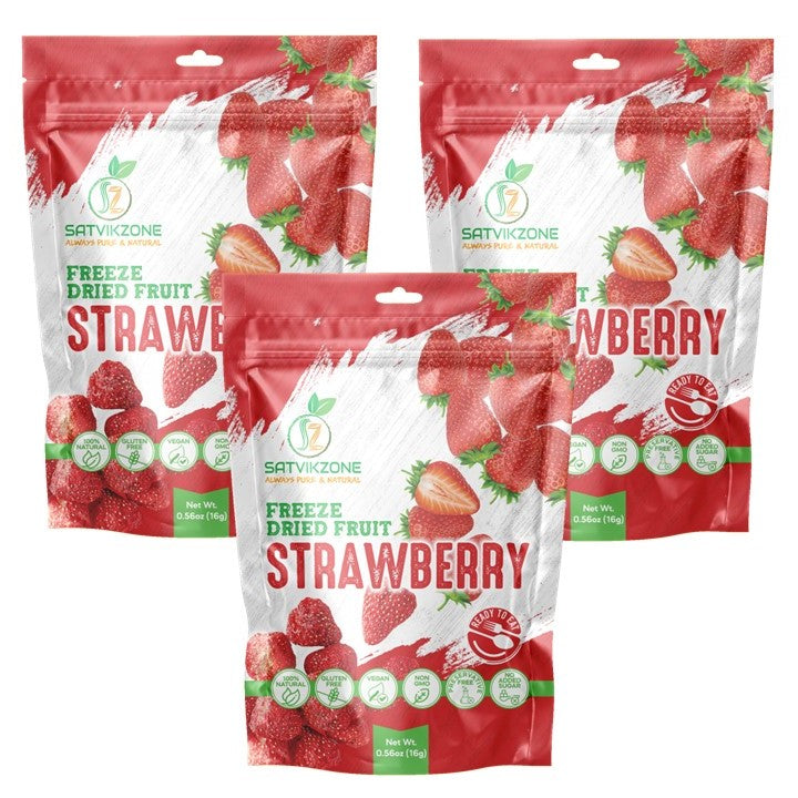 Freeze Dried Strawberry, 100% Natural, Ready-to-Eat Fruit Snack, Vegan, Non GMO, No added Sugars