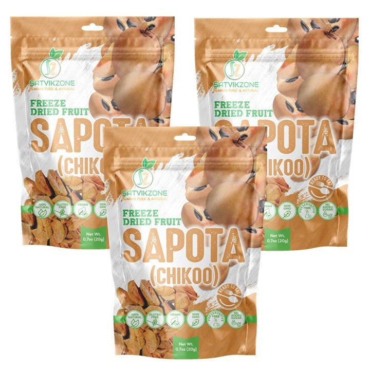 Freeze Dried Sapota (Chikko), 100% Natural, Ready-to-Eat Fruit Snack, Vegan, Non GMO, No added Sugars