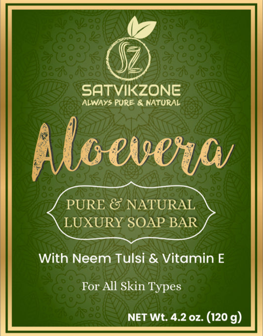 ALOEVERA WITH NEEM TULSI & VITAMIN E HANDMADE NATURAL SOAP - Satvikzone