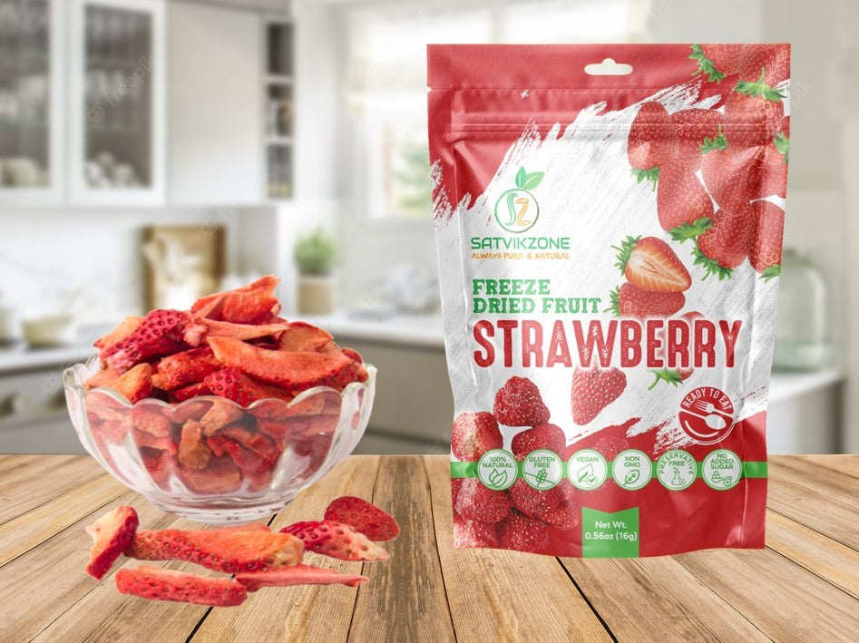 Freeze Dried Strawberry, 100% Natural, Ready-to-Eat Fruit Snack, Vegan, Non GMO, No added Sugars