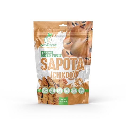 Freeze Dried Sapota (Chikko), 100% Natural, Ready-to-Eat Fruit Snack, Vegan, Non GMO, No added Sugars