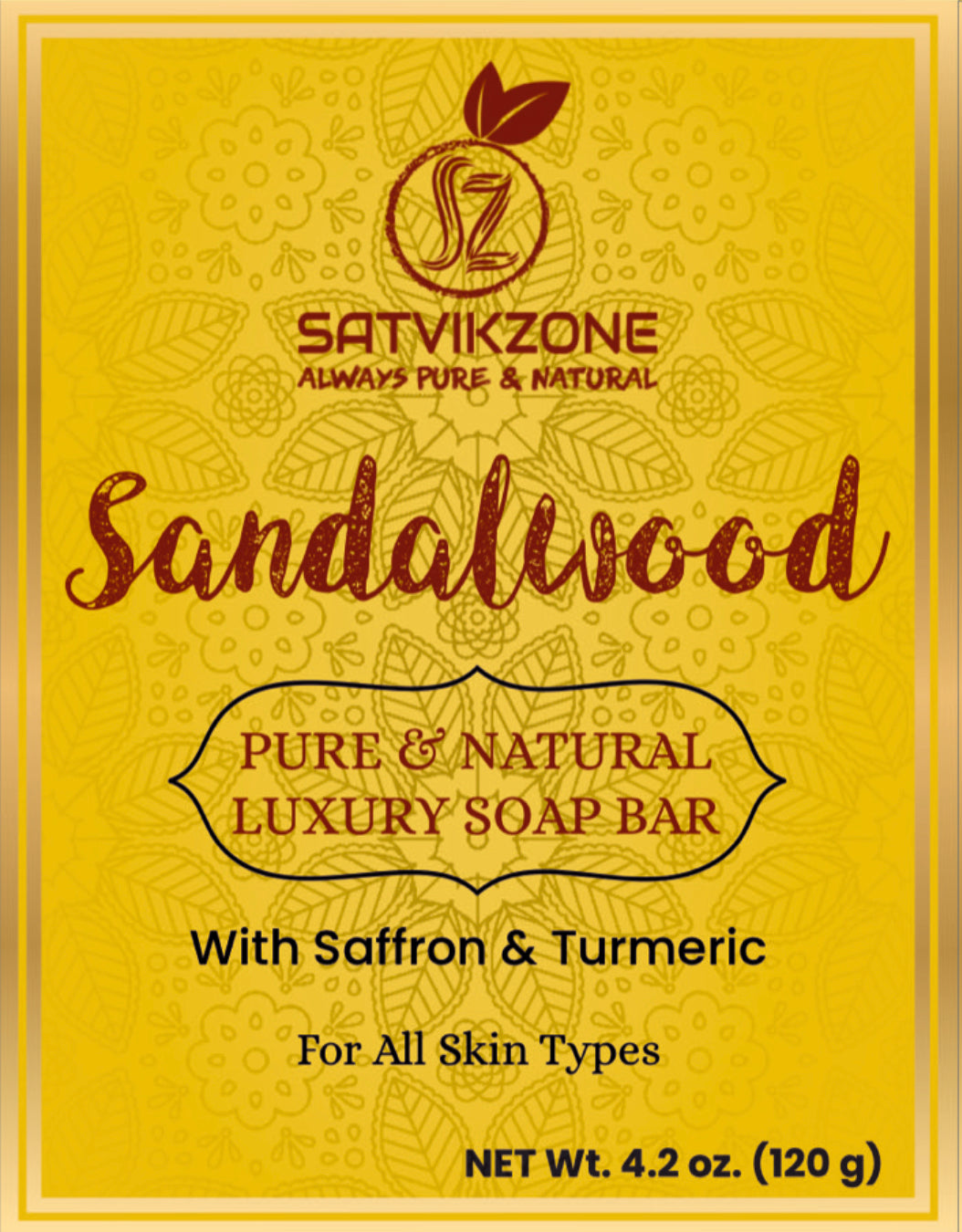 SANDALWOOD WITH SAFFRON & TURMERIC HANDMADE NATURAL SOAP - Satvikzone