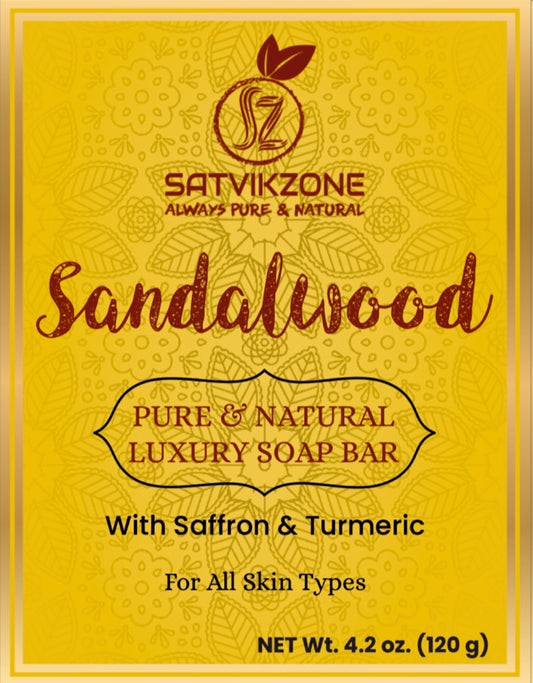 SANDALWOOD WITH SAFFRON & TURMERIC HANDMADE NATURAL SOAP - Satvikzone